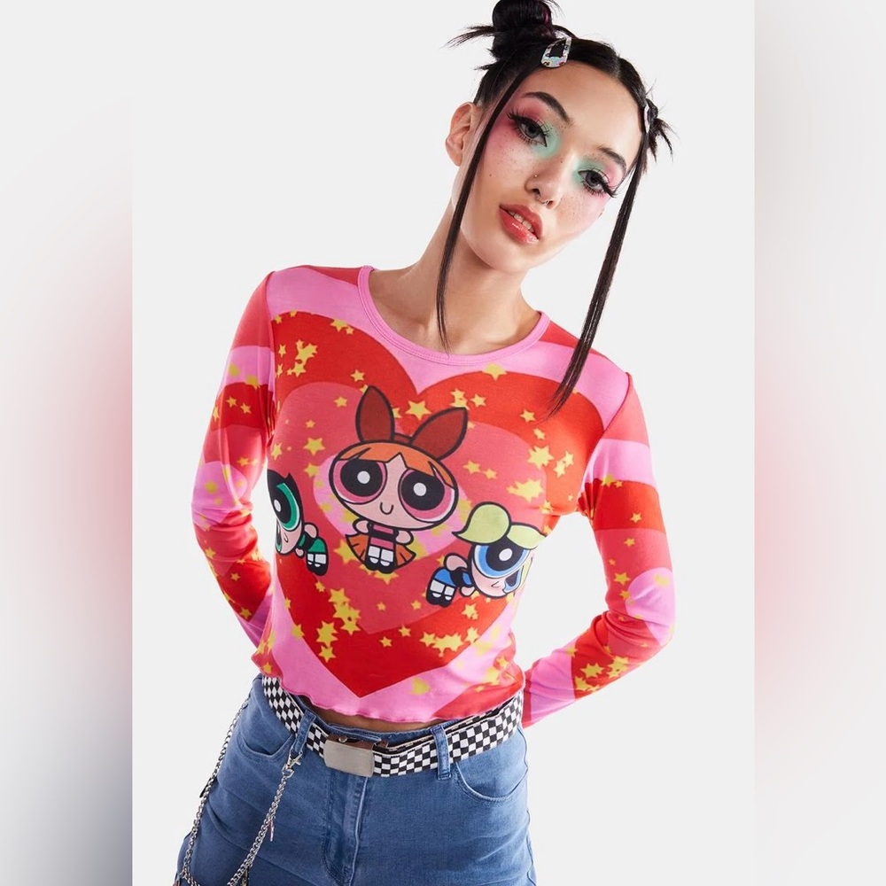NWT - The Powerpuff Girls Girl Squad Long Sleeve Crop Top - XL - Picture 6 of 6